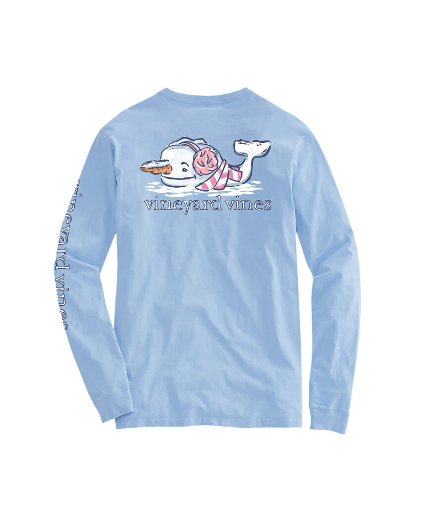 OUTLET Women's Watercolor Snowman Whale Long-Sleeve Pocket Tee | vineyard vines