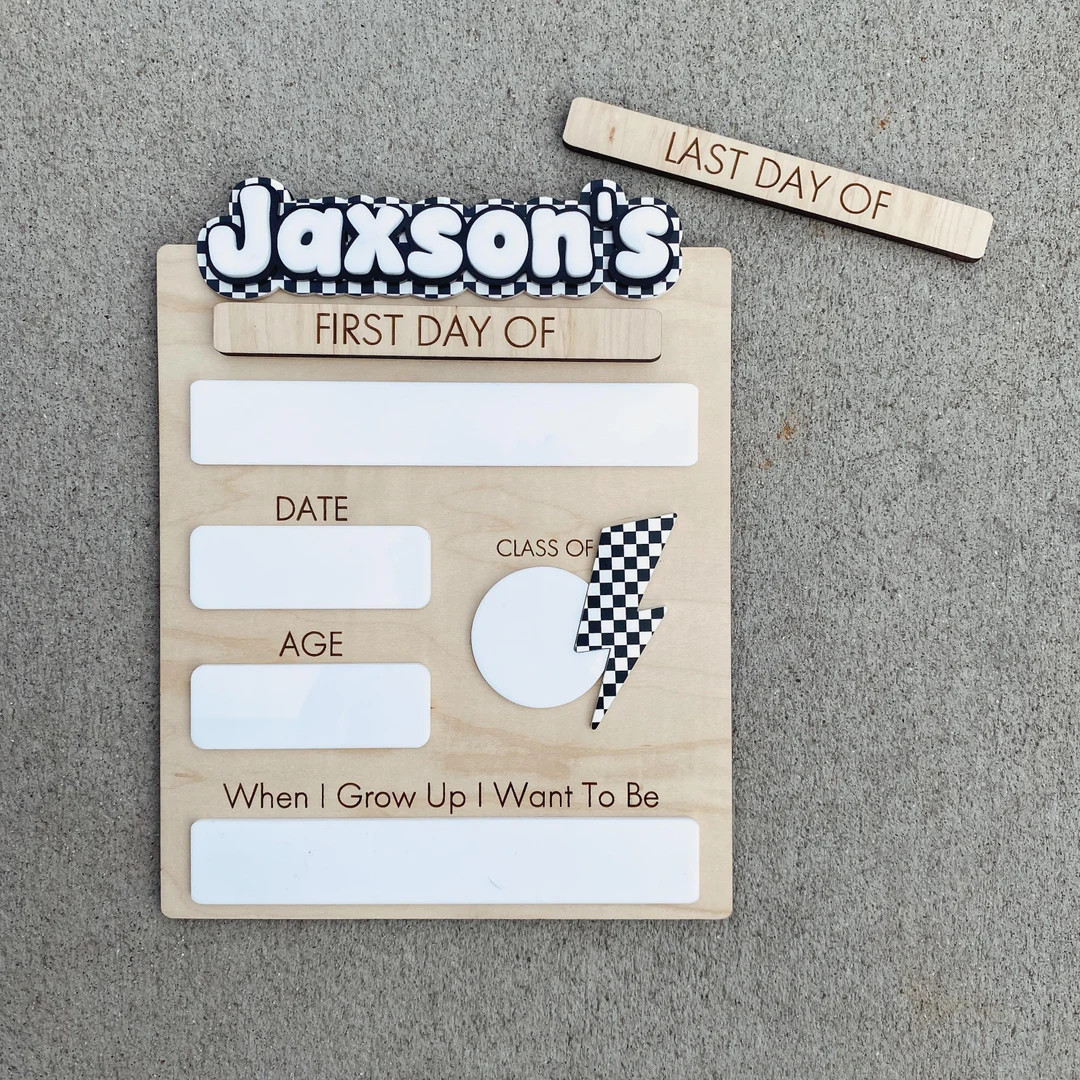 Checkerboard First Day of School Sign | Retro Back To School | Last Day of School Sign For Kids |... | Etsy (US)