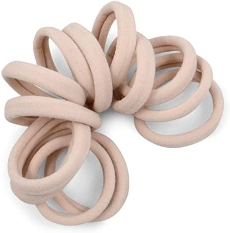 Cyndibands Gentle Hold 1.5 Inch Seamless Nylon Fabric Ponytail Holders in Cream for Blondes - 12 ... | Amazon (US)