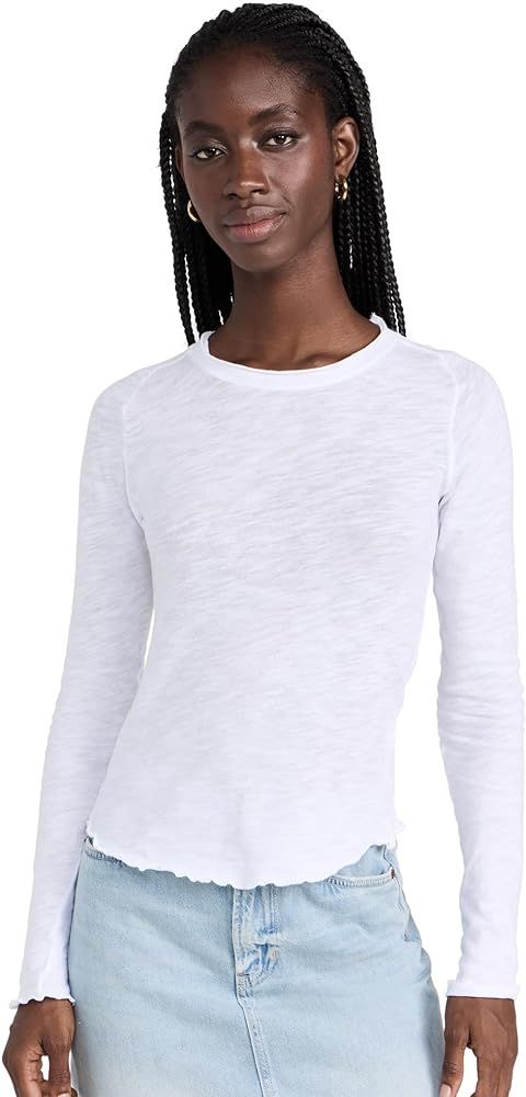 Free People Be My Baby Long Sleeve Top for Women - Lettuce-Style Cuffs with Scoop Neck, Pullover ... | Amazon (US)
