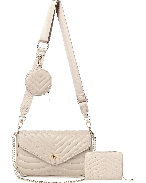 JEEHAN Quilted Crossbody Bags for women Designer Shoulder Handbags Small Purse | Amazon (US)