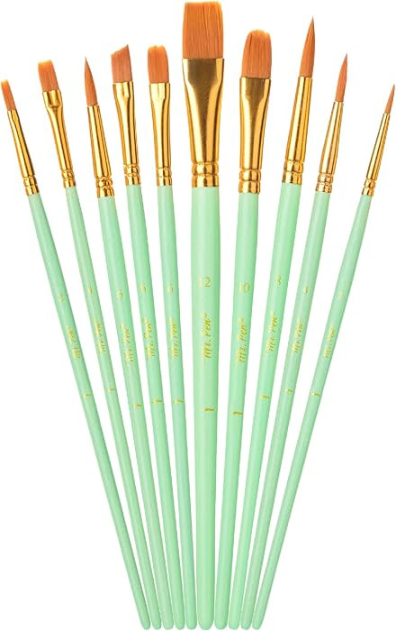 Mr. Pen- Artist Paint Brushes for Acrylic Painting, 10 pcs, Mint Whisper Ergonomic Wooden Handle,... | Amazon (US)