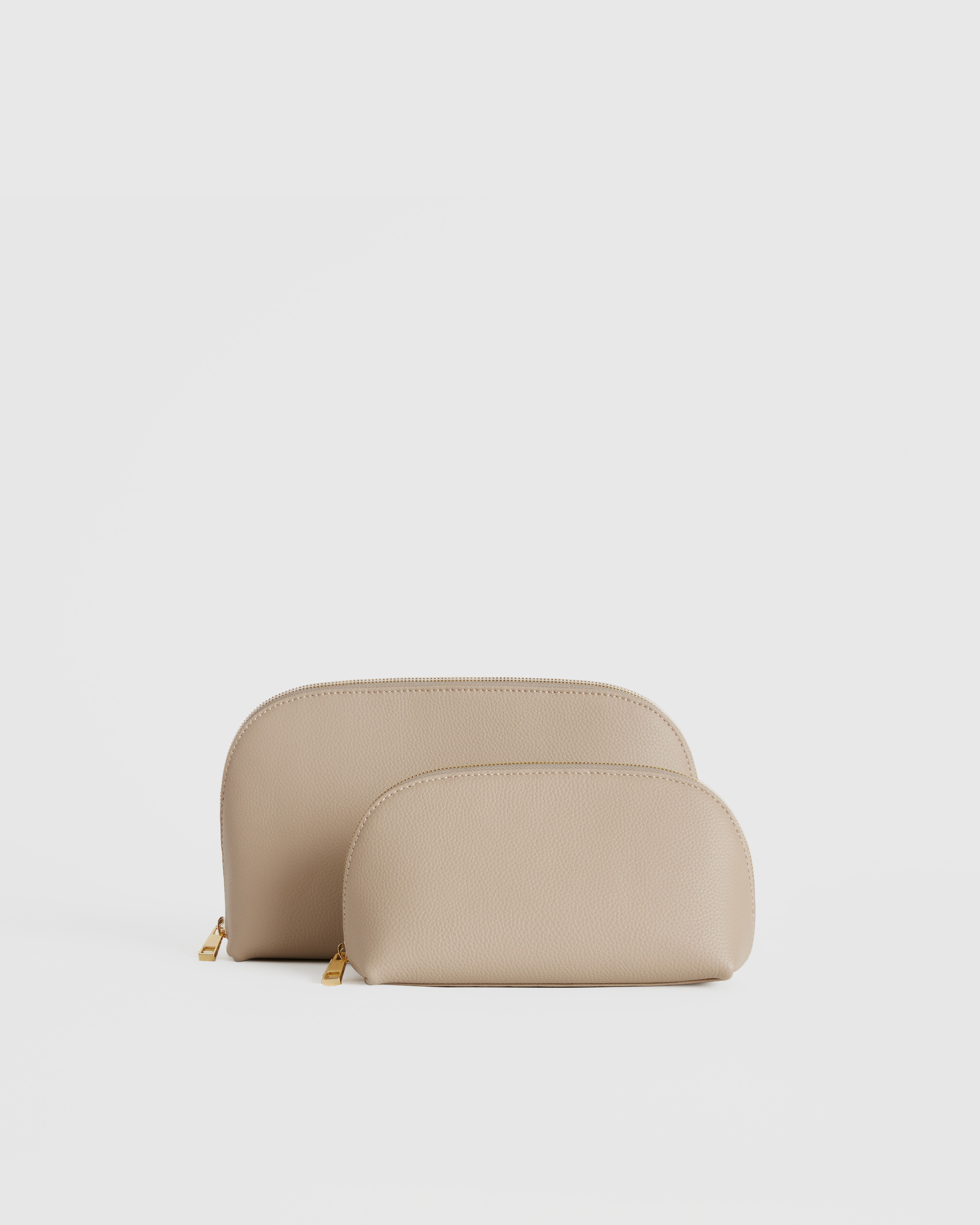 Italian Leather Pouch Travel Set in Taupe | Quince