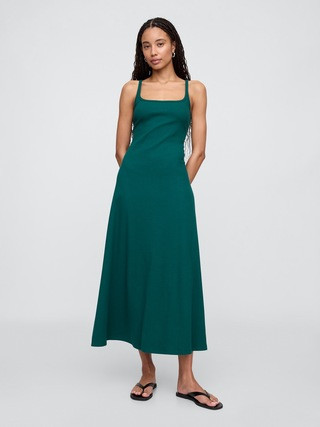 Ribbed Squareneck Midi Dress | Gap Factory