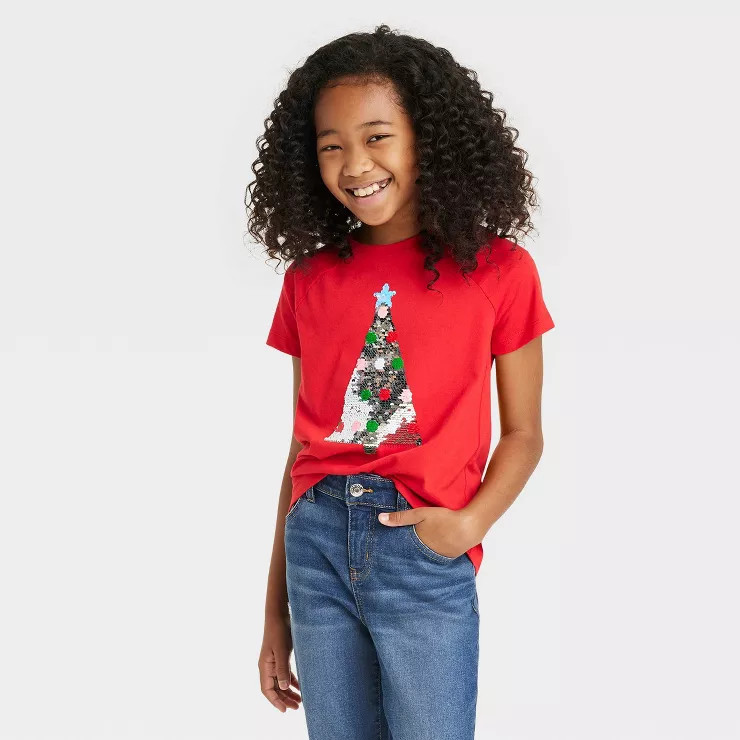 Girls' Short Sleeve Flip Sequin T-Shirt - Cat & Jack™ | Target