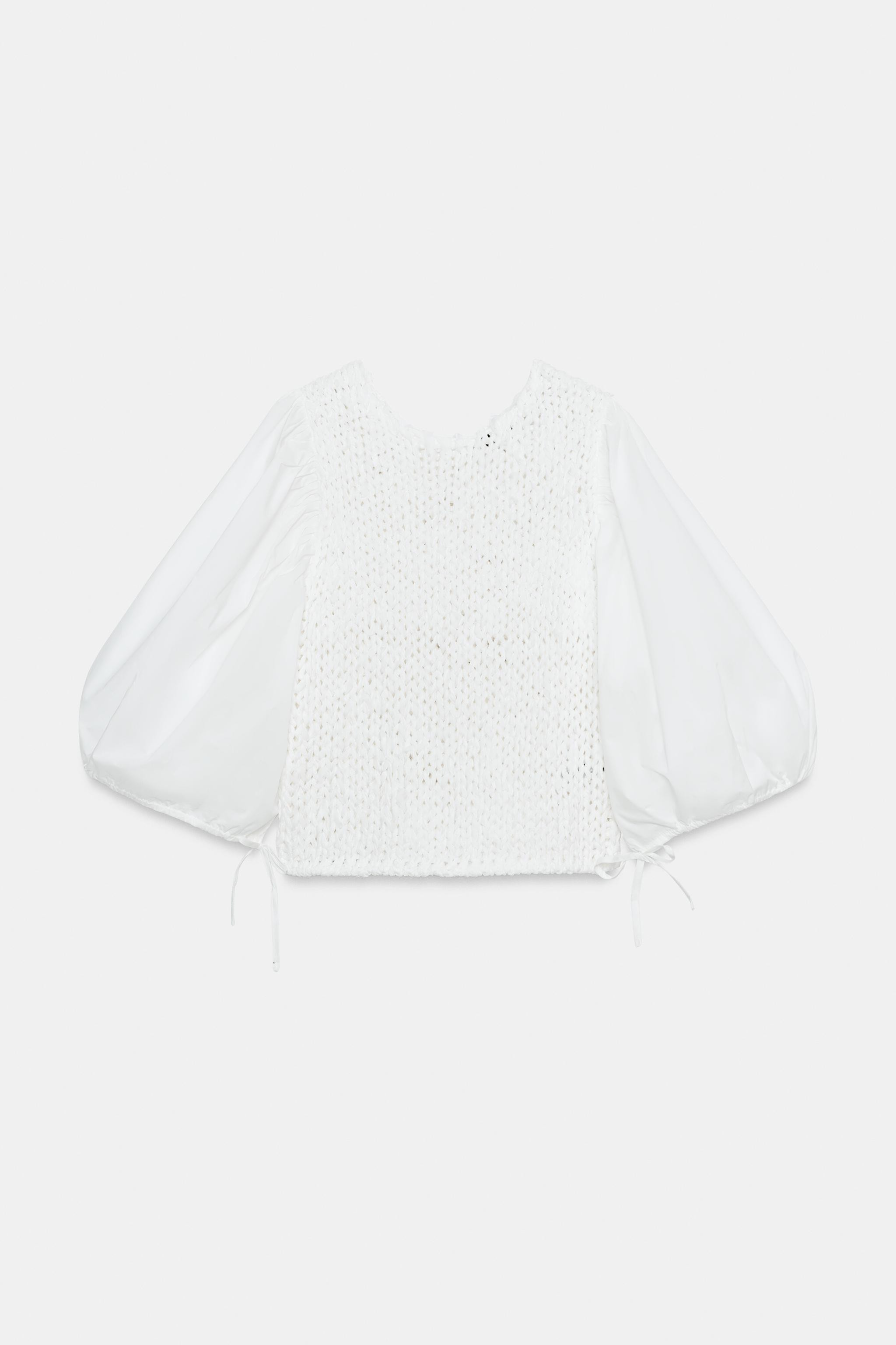 COMBINATION KNIT BLOUSE | Zara US