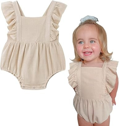 Simplee kids Baby Onesies Unisex Cotton Linen Handmade Romper Jumpsuit Solid Color Long Sleeve Ju... | Amazon (US)