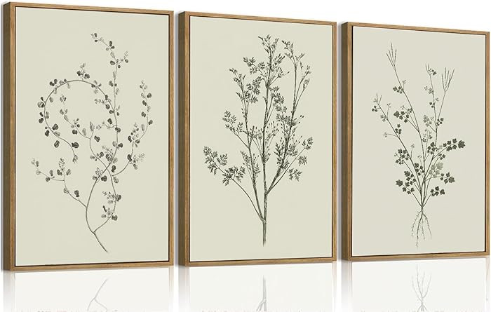 ZKFGPP 3 Piece Framed Wall Art Vintage Wall Decor Botanical Canvas Art Florals Pictures Wildflowe... | Amazon (US)