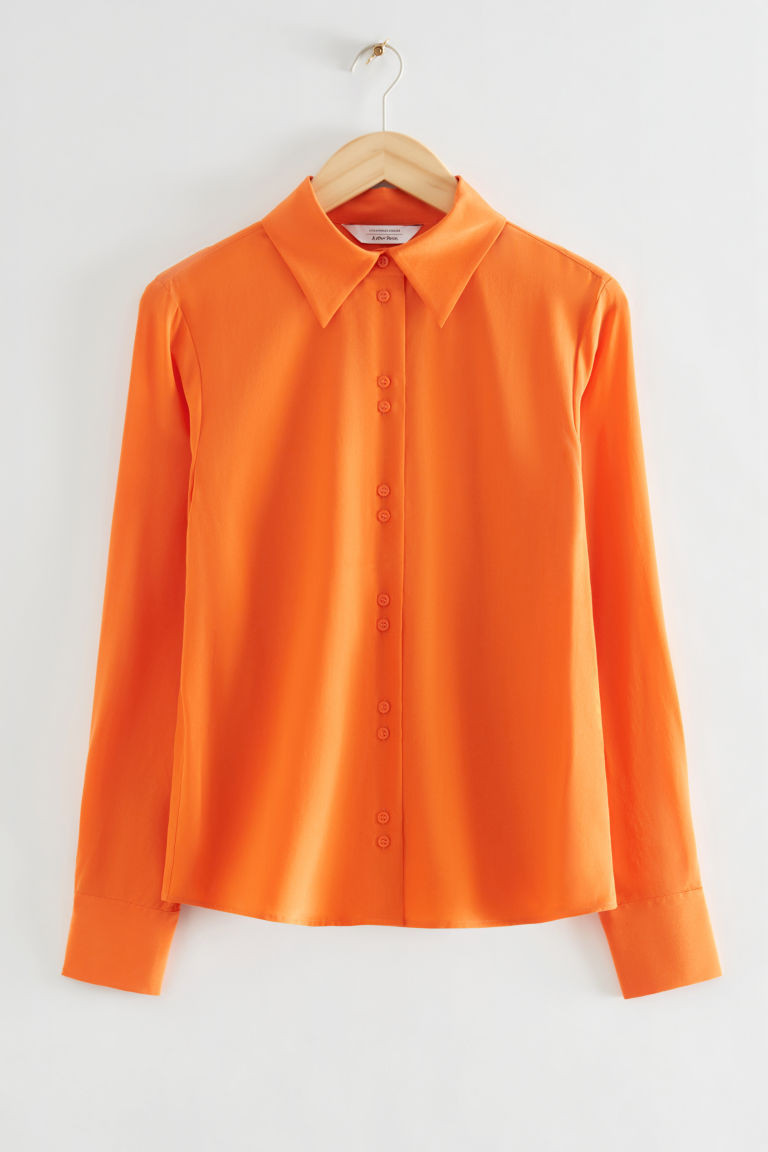 H & M - Mulberry Silk Buttoned Blouse - Orange | H&M (UK, MY, IN, SG, PH, TW, HK)