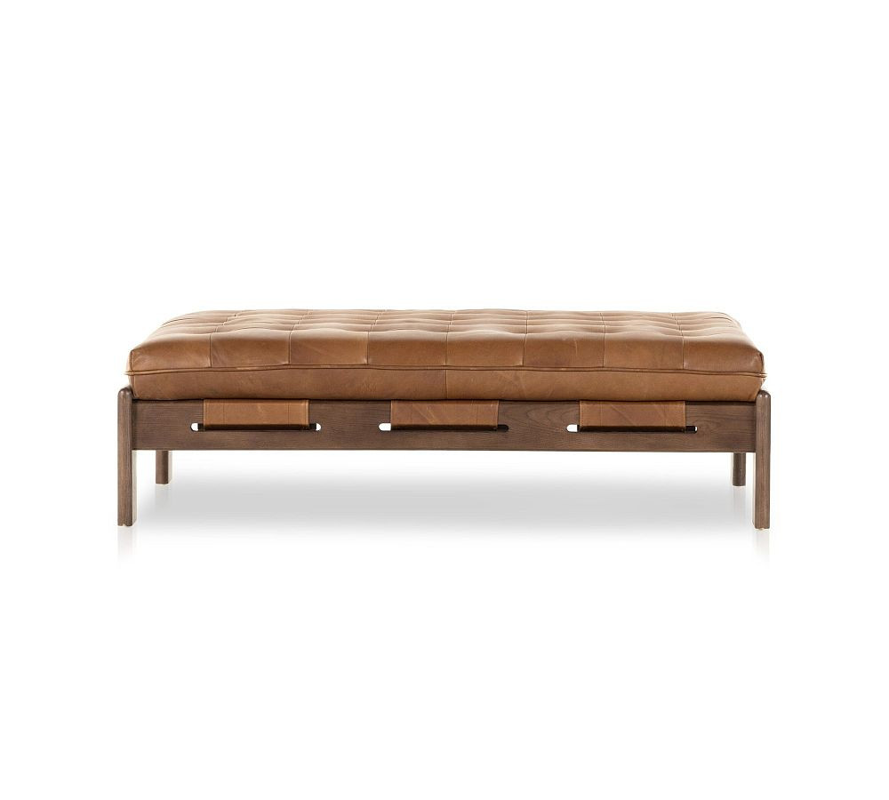 Callum Leather Ottoman | Pottery Barn (US)