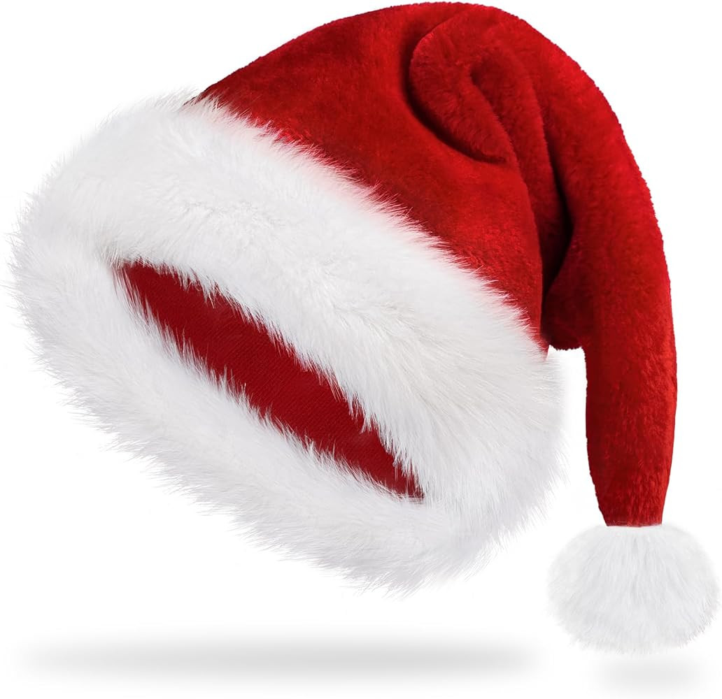 Iioscre Santa Hat Adult Christmas Hats - Santa Claus Hat for Women Men - Xmas Holiday Party | Amazon (US)