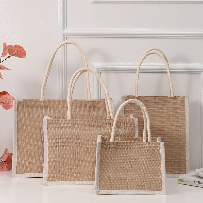 44.19R$ 29% de desconto|Eco friendly sacolas de linho reutilizável juta sacola de lona de compra... | Ali Express BR