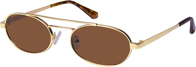 mosanana Trendy Oval Sunglasses for Women Retro Small 90s Metal Style MS52588 | Amazon (US)