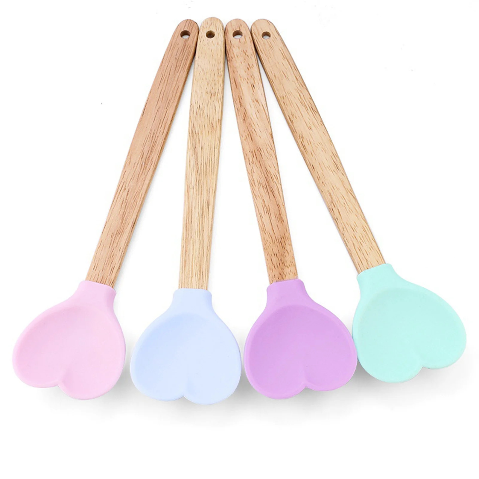 BigTiny Soup Spoon Hanging Hole Silicone Solid Color Heart-Shaped Dessert Stirring Spoon Kitchen ... | Walmart (US)