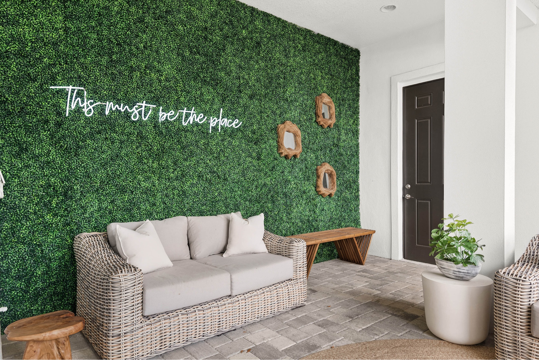 Organic Modern Outdoor Living Area with a beautiful artificial grass wall paired with a wicker loveseat sofa to enhance your home! 

Wayfair outdoor wicker loveseat on sale Amazon tree stump stool nightstand CB2 ivory cement side table Amazon home esme outdoor wood bench Amazon wooden abstract air mirror land to air wall mirror Wynn braided indoor outdoor area rug artificial boxwood plant panels grass wall

#lookforless #salealert #outdoorliving #organicmodern  

#LTKsalealert #LTKhome #LTKSeasonal