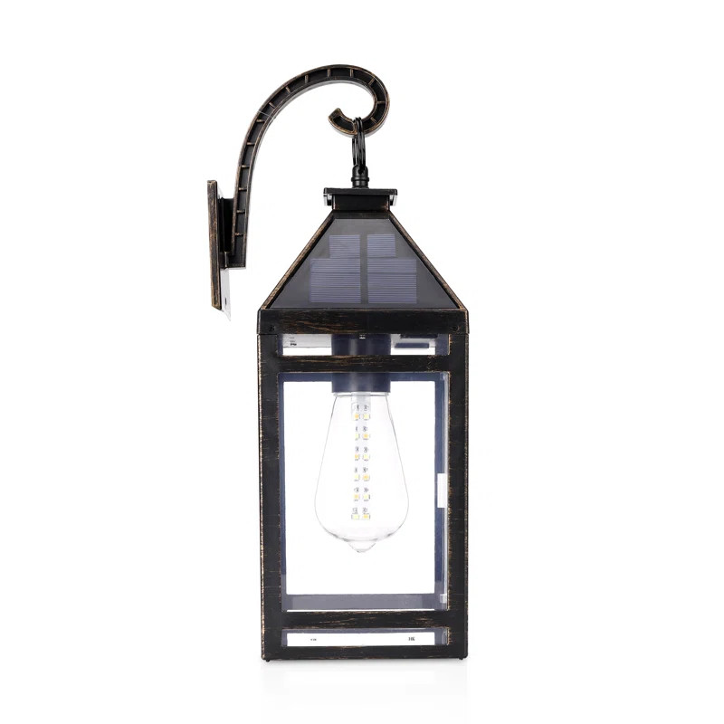 14.17 Outdoor Vintage Solar LED Lantern with Wall Hook & Dusk-to-Dawn Auto Sensor | Wayfair North America
