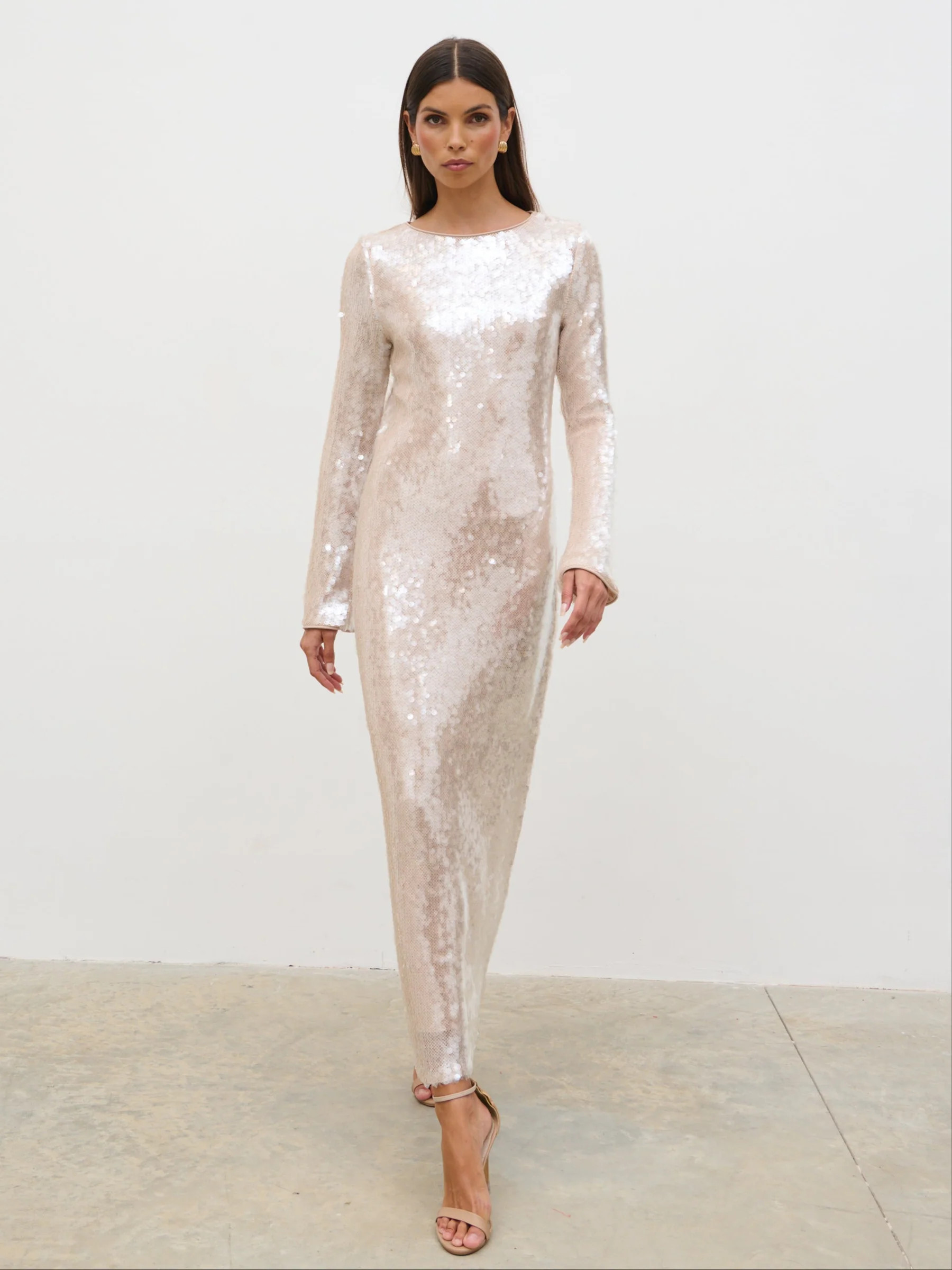 Lyra Long Sleeve Sequin Midaxi Dress | Pretty Lavish (UK)