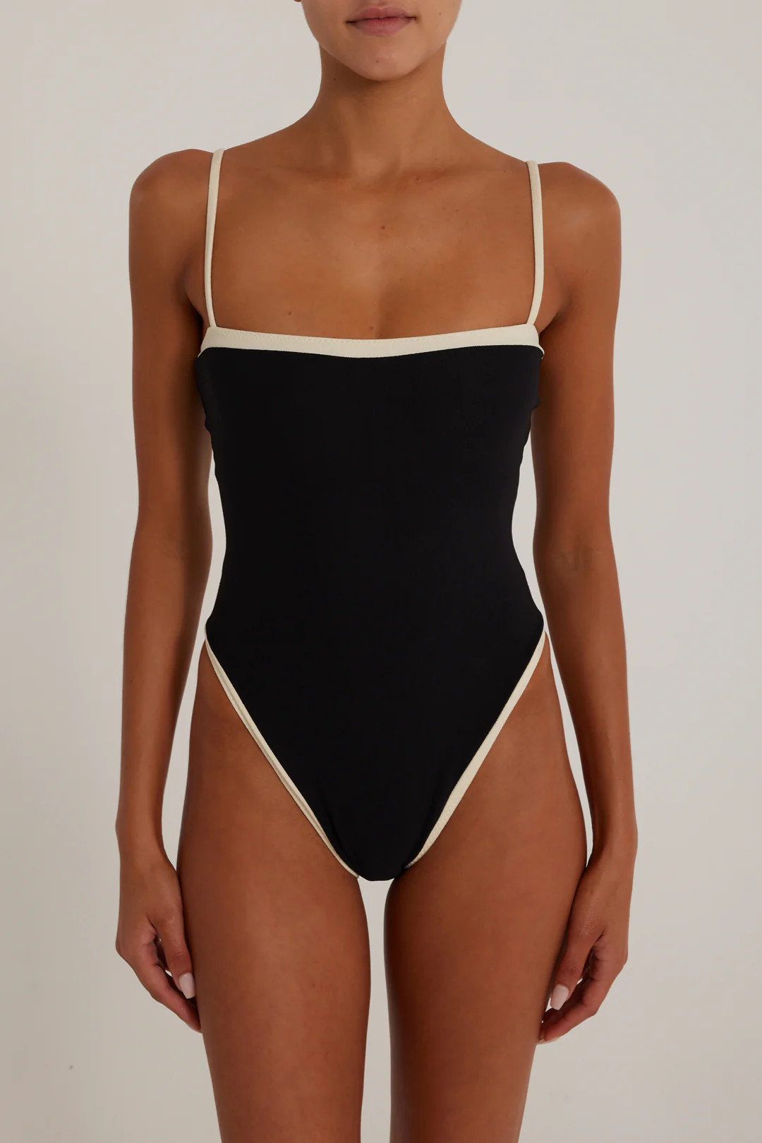Colorblock One Piece (Faux Suede Black/Cream) | SAME