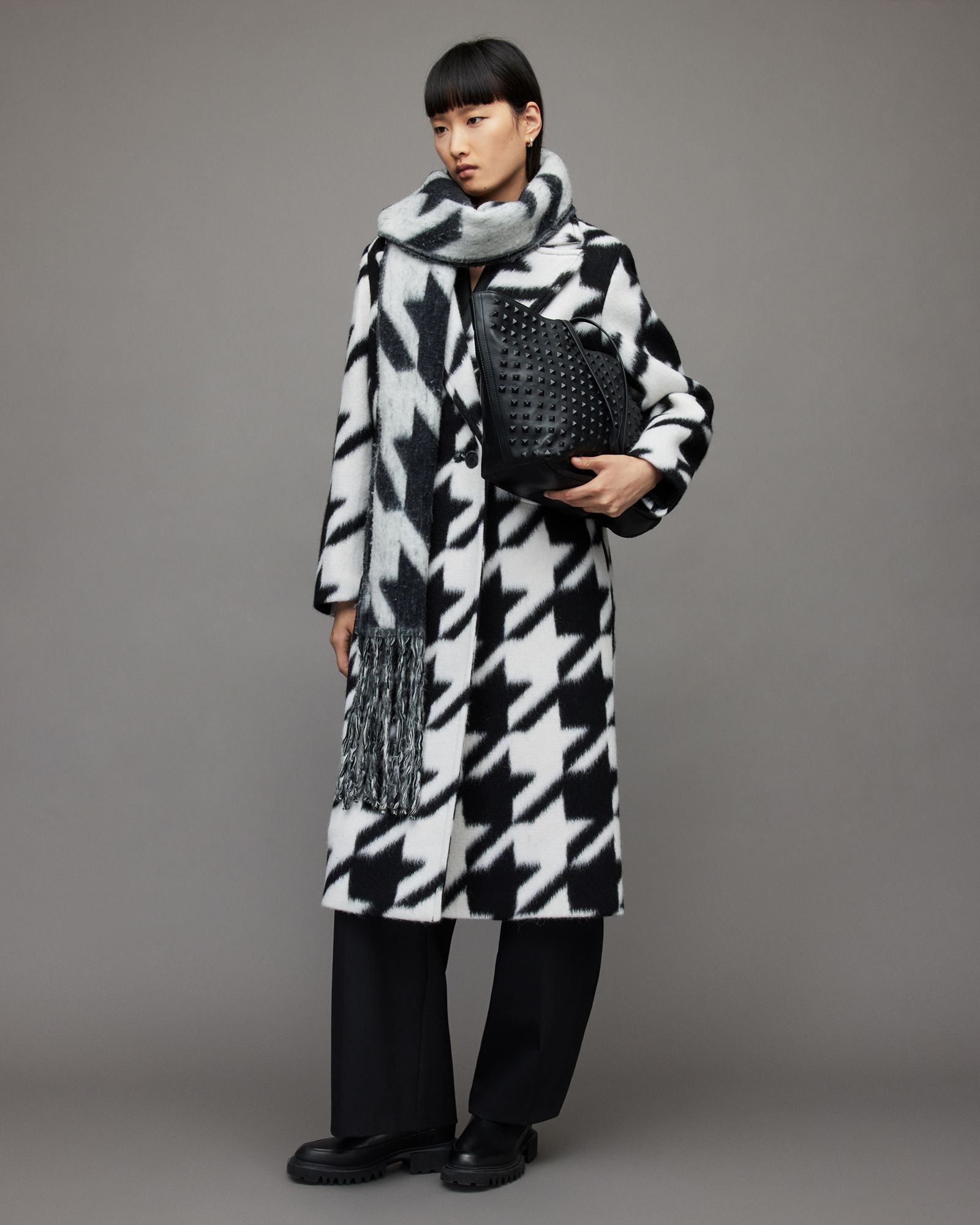 Mabel Houndstooth Oversized Coat | AllSaints UK