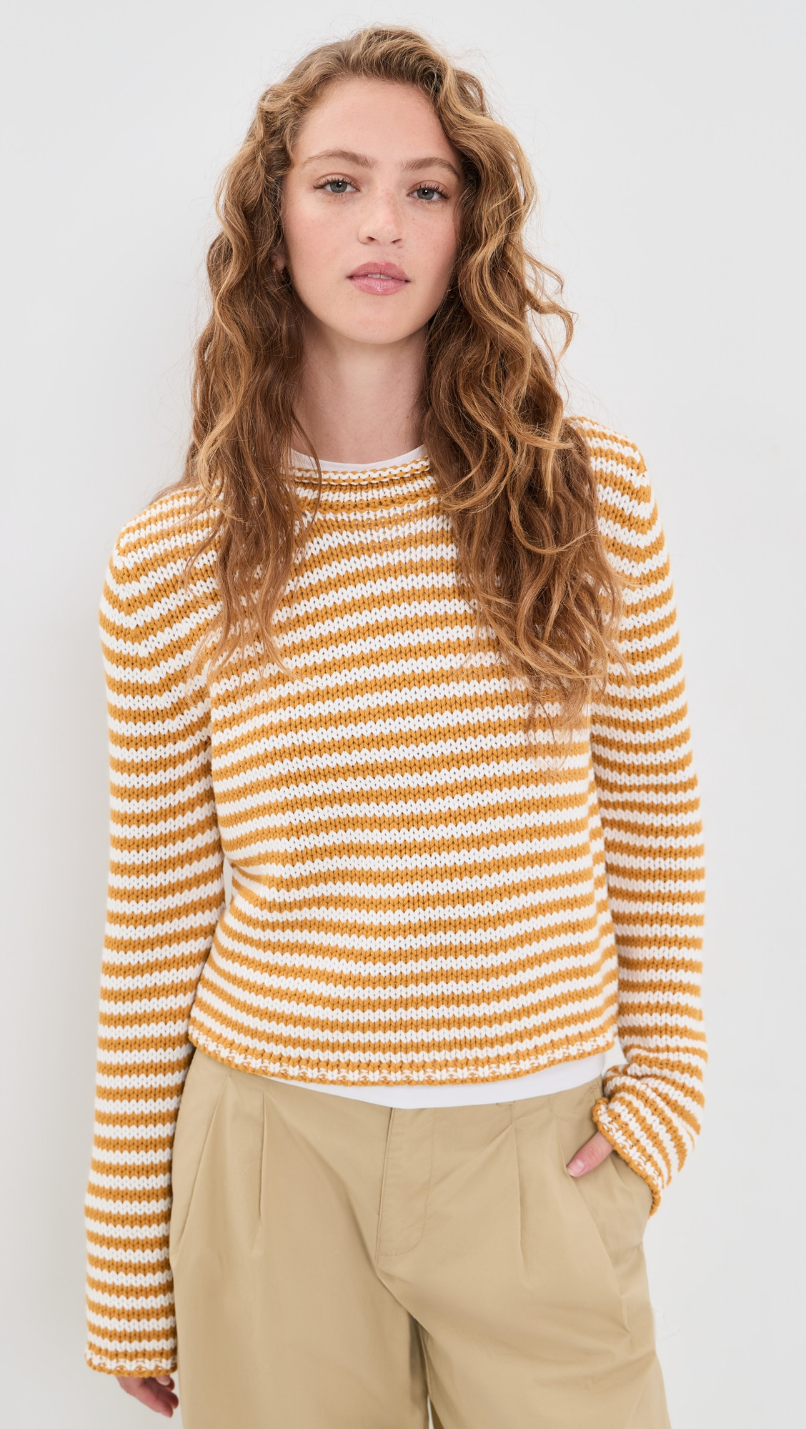 La Ligne Fine Line Mini Marina Sweater Butterscotch/Ivory M | Shopbop