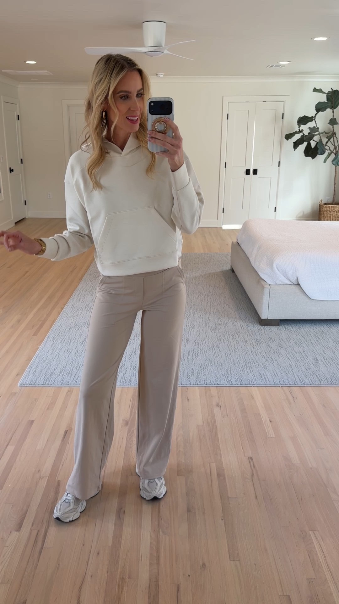 Amazon wide leg pants and Spanx look for less pullover! So good!