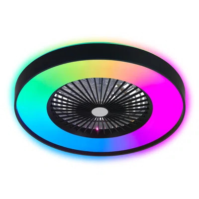 23-inch Black Ceiling Fan Light With Led Rgb â Dimmable & Color-changing, App & Remote Control, Modern Smart Ceiling Fan For Living Room, Bedroom, A | Wayfair North America