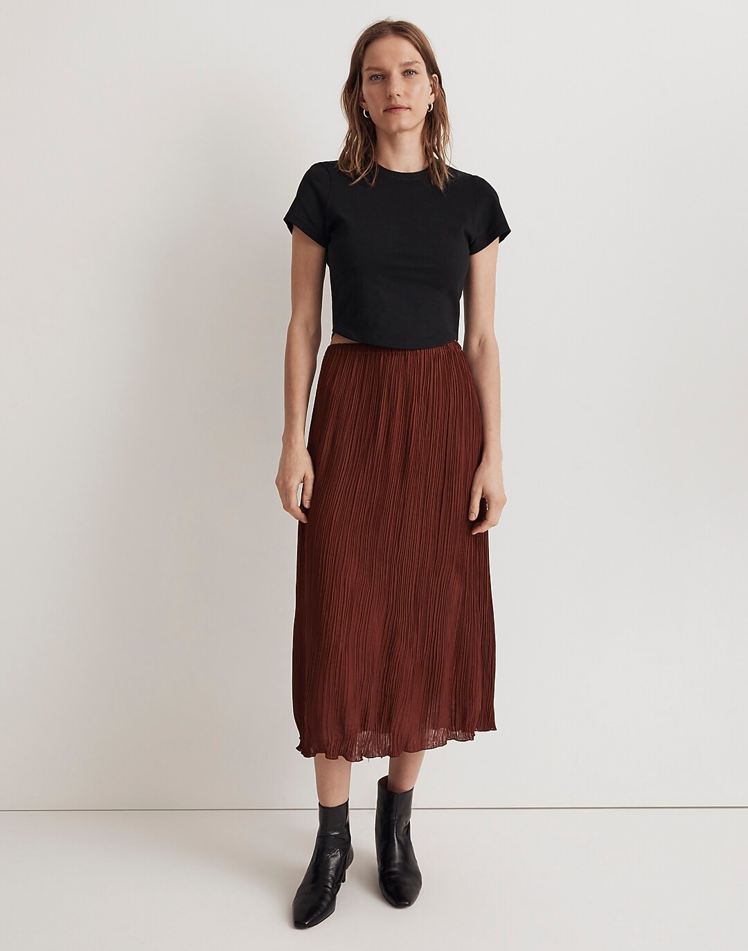 Plissé Midi Slip Skirt | Madewell
