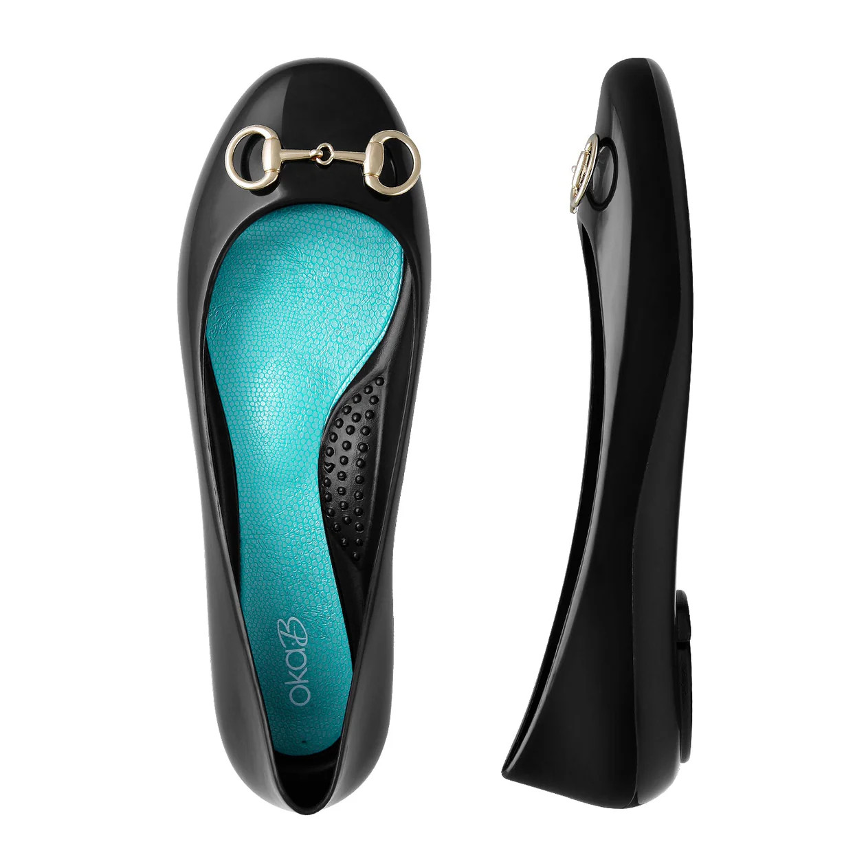 Dash | Shiny Jelly Ballet Flat with Gold Metal | Oka-B Shoes | Oka-B