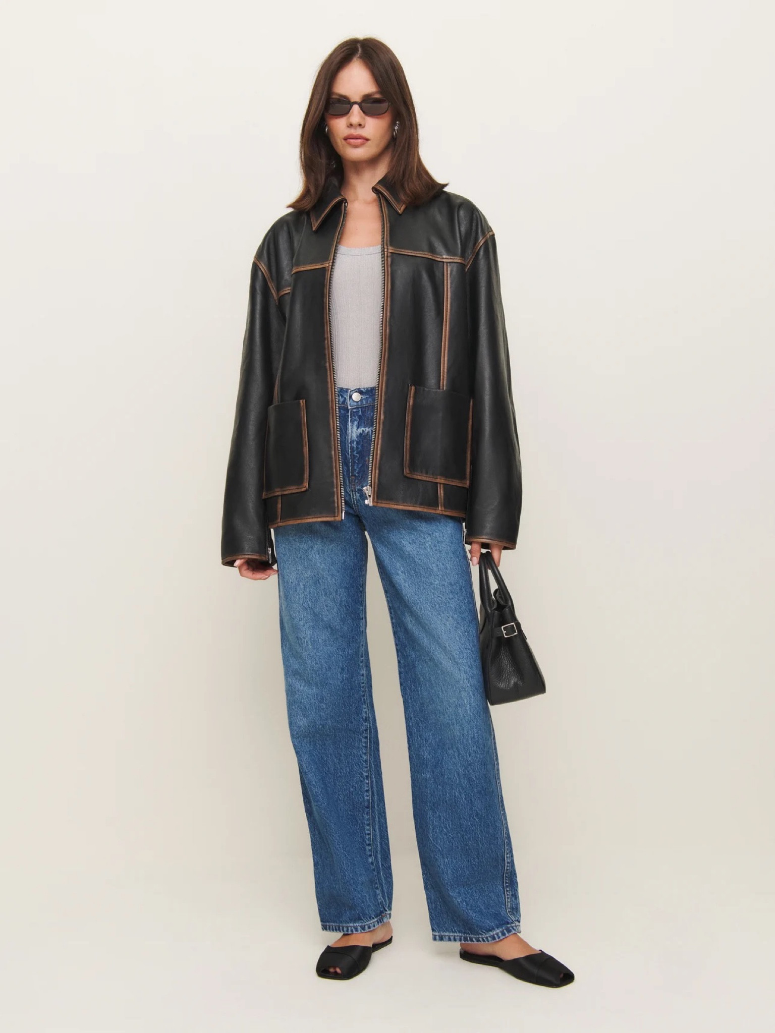 The way this boxy leather jacket has a hold on me 😍 Shop this jacket on Reformation.com along with their new fall pieces 🍂🍁

Would you wear this? 

Outerwear for women 
Women’s leather jacket 
Women’s outerwear 
Fall outfit 
Fall outfits 
Casual chic outfit 
Black leather jacket 
Oversized leather jacket for women 
Reformation clothing 
Sustainable clothing 
Minimalist wardrobe 

#LTKStyleTip