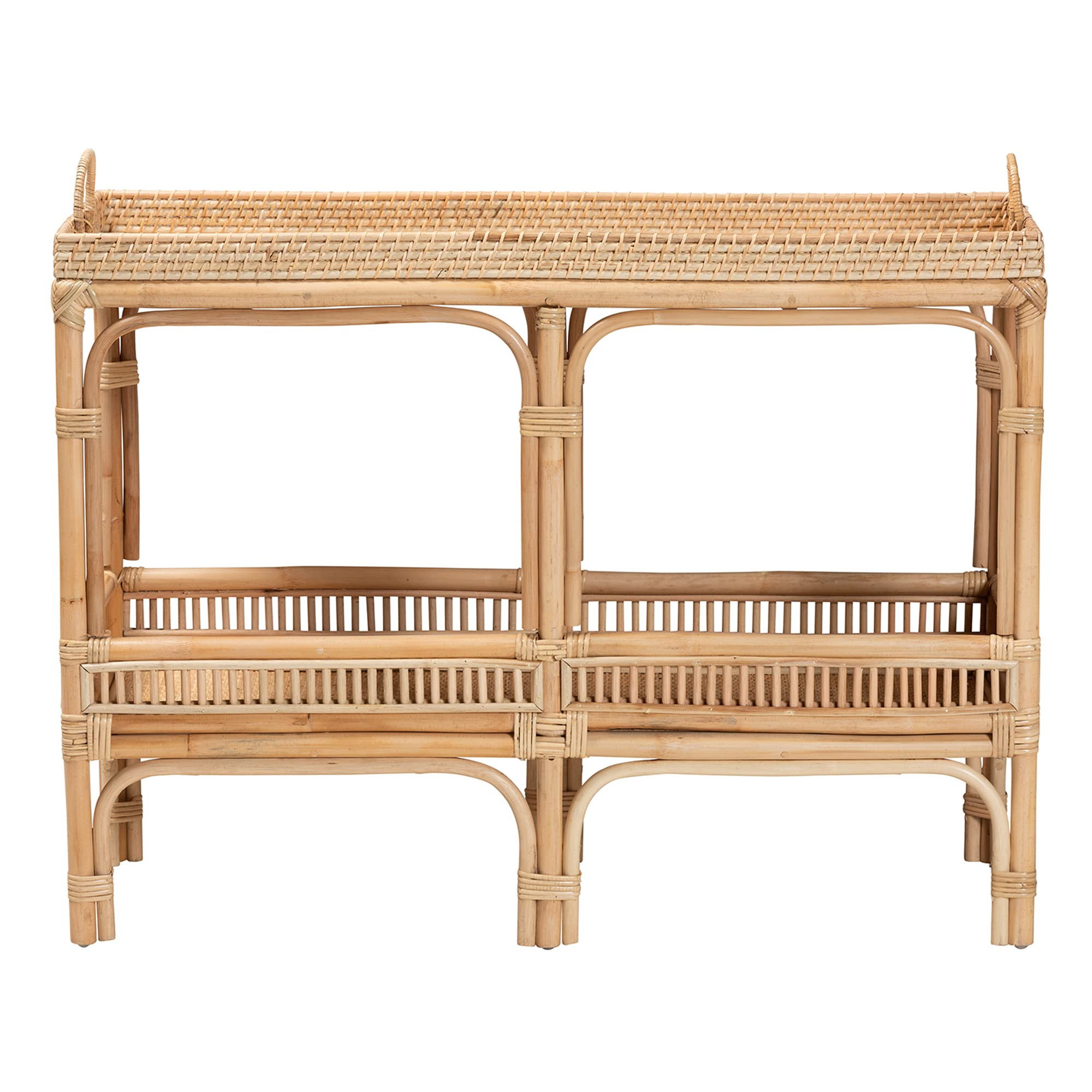 Bali & pari Lombok Modern Bohemian Natural Rattan 2-Tier Console Table | Amazon (US)