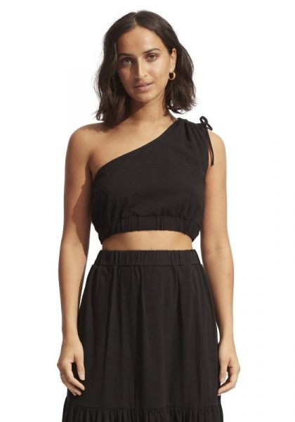 Jersey One Shoulder Crop Top | beach cafe