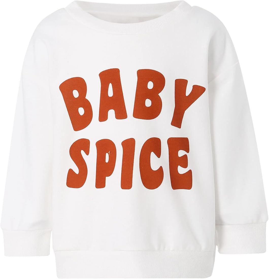 Baby and Mother Matching Sweatshirt Spice Letter Crew Neck Long Sleeves Fall Sweatshirt for Kids ... | Amazon (US)