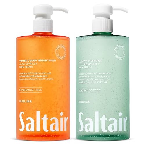 Saltair Vitamin C Body Serum – Hydrating Body Brightening Serum To Visibly Even Tone + Saltair Hyaluronic Acid Body Serum – Hydrating Body Lotion for Smoother Looking Skin | Amazon (US)