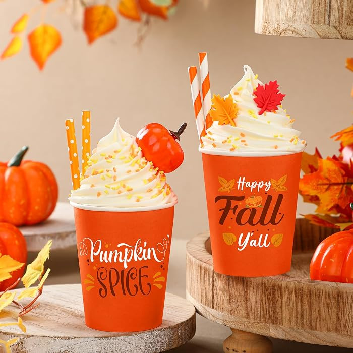 Yungyan 2 Pack Fall Tiered Tray Decor with Faux Whipped Cream Cups Fall Decoration Autumn Table C... | Amazon (US)