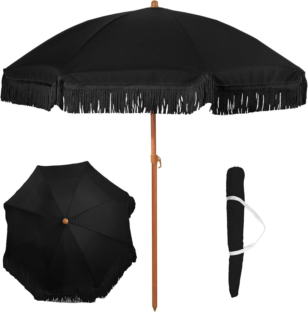 6 Ft Fringe Patio Umbrella - Outdoor Umbrellas for Patio, Pool, Table, Garden, Deck, Beach, and O... | Amazon (US)