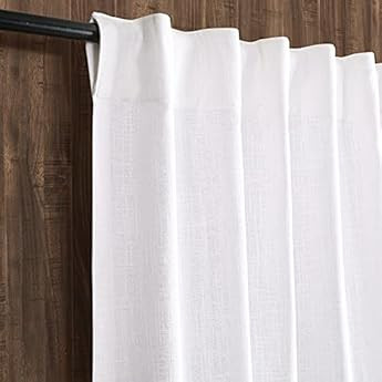 Set of 2,100% Slub Cotton Duck Curtain White,Cotton Duck Reverse Tab Top Window Panels-50x84 inch,Ma | Amazon (US)