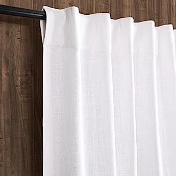 Set of 2,100% Slub Cotton Duck Curtain White,Cotton Duck Reverse Tab Top Window Panels-50x84 inch,Ma | Amazon (US)