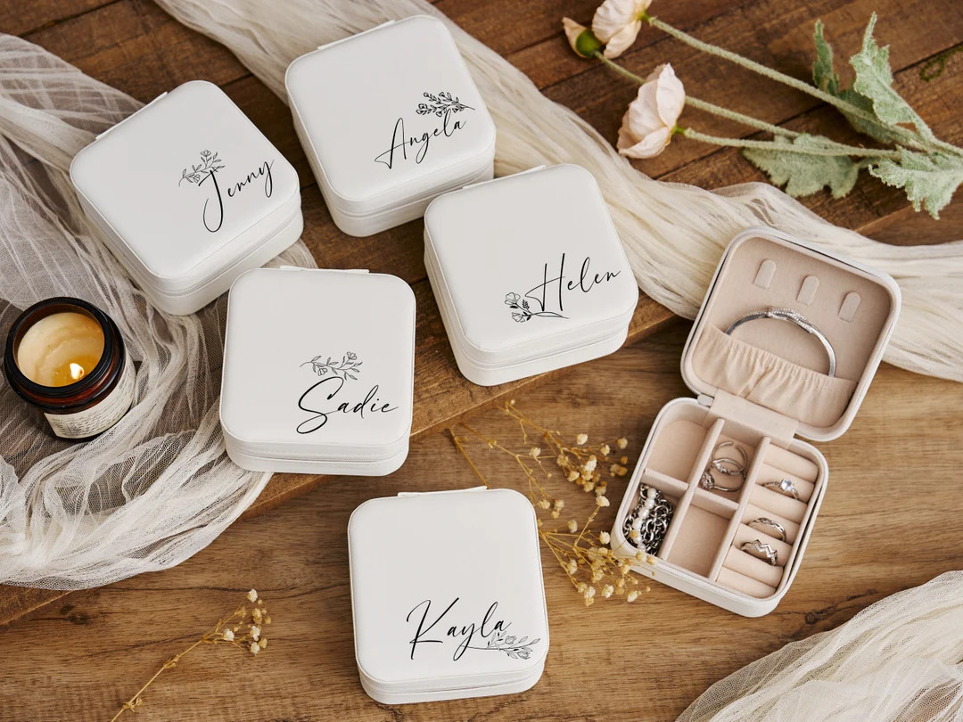 Personalized Bridesmaid Jewelry Travel Box, Bridesmaid Gifts, Gift for Her, Mother's Day Gift, Gi... | Etsy (US)