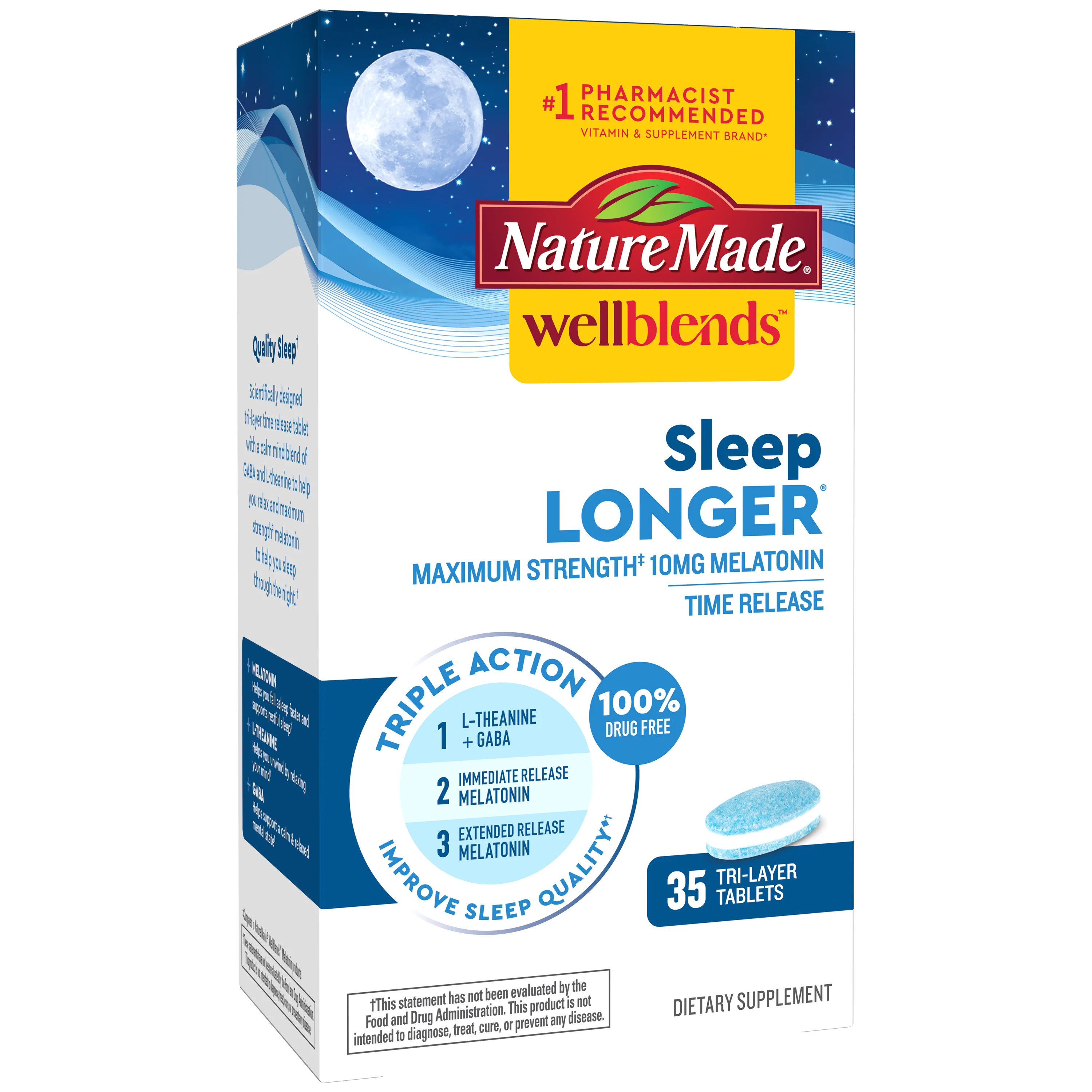 Sleep Longer Supplement: Melatonin With L-theanine & GABA | Nature Made | NatureMade