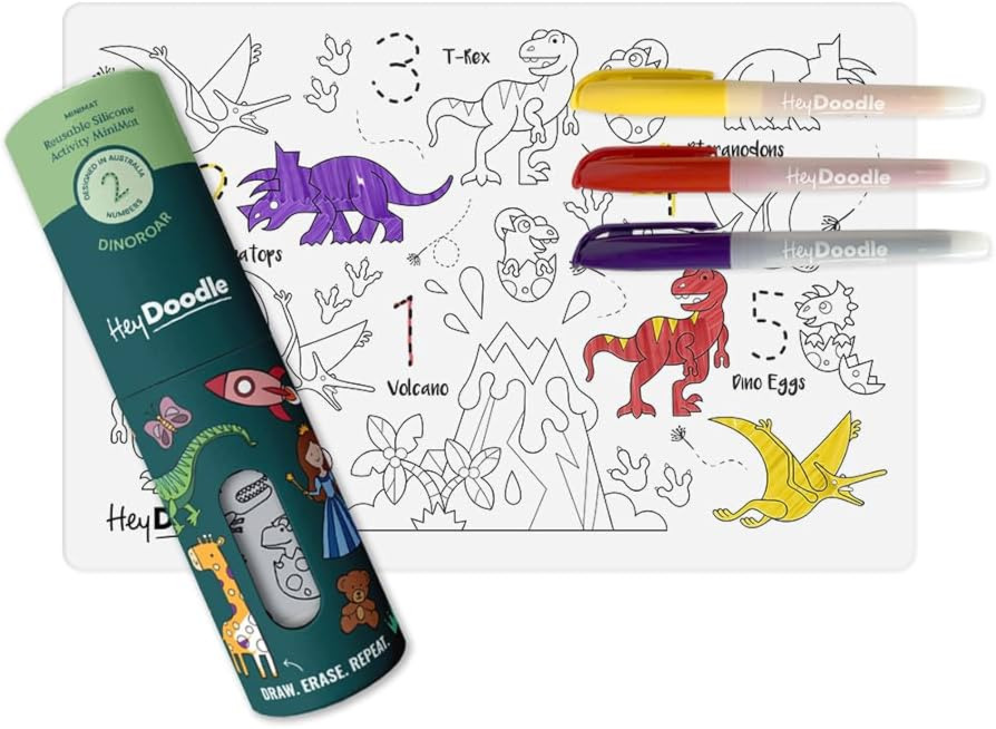HeyDoodle DinoRoar Mini – Reusable Silicone Drawing Mat for Toddlers and Kids – Educational D... | Amazon (US)
