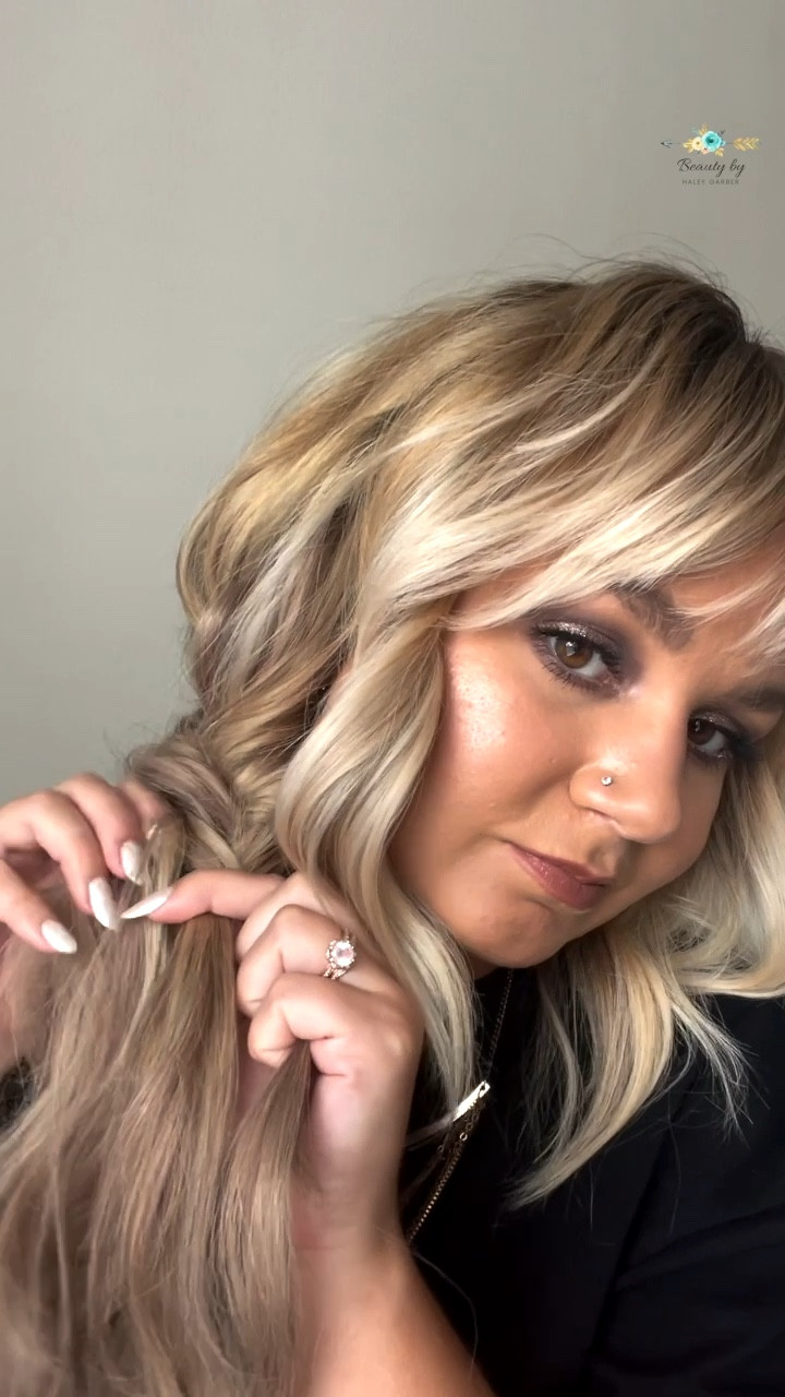 Instant boho by adding in this extension piece. From medium length to long braid in a flash. Start with a topsy tail at the beginning of your braid to help contain any shorter pieces and layers, and then braid whichever way you prefer! I did a fishtail here. Fluff it up, and hide the elastic at the end by doing one more topsy tail and tightening it up. This also gives the ends a more boho effect. Halo eye is done with using tease from UD naked palette and NYX glitter glue and glitter. 

#LTKstyletip #LTKbeauty