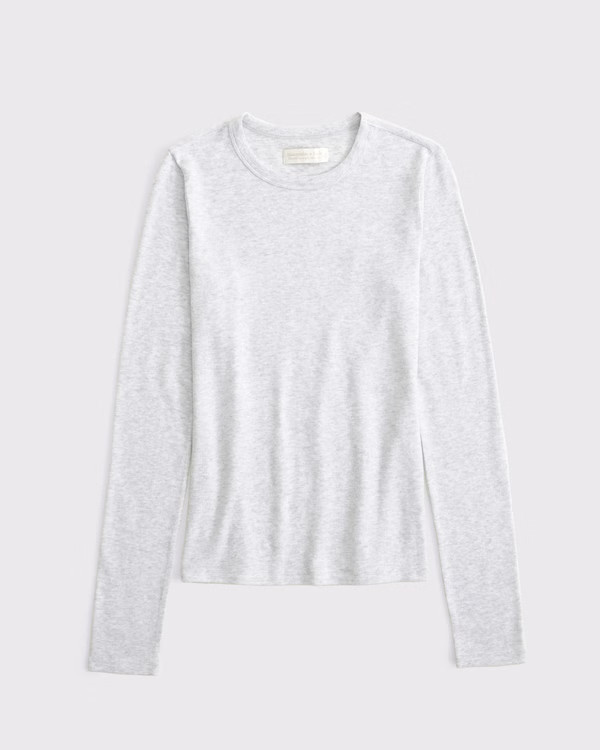 Women's Long-Sleeve Cozy Lounge Knit Tee | Women's Tops | Abercrombie.com | Abercrombie & Fitch (US)