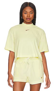 Nike Terry Boat Neck Short Sleeve Top in Citron Tint from Revolve.com | Revolve Clothing (Global)