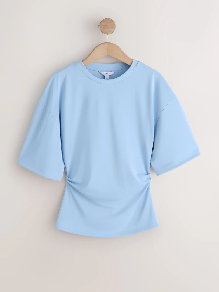 Blue Drape Cinched Waist Half Sleeve Top | Next EU