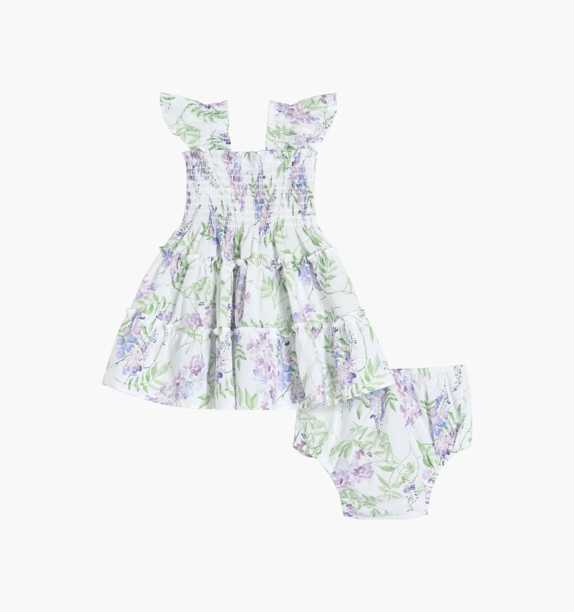 The Organza Baby Ellie Nap Dress - Spearmint/Lilac Floral Jacquard | Hill House Home