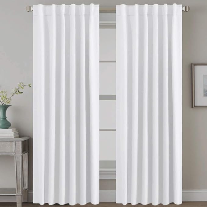 Amazon.com: H.VERSAILTEX White Curtains Thermal Insulated Window Treatment Panels Room Darkening ... | Amazon (US)