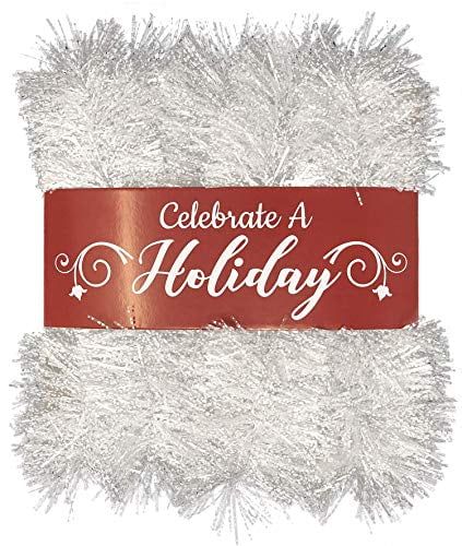 Celebrate A Holiday Décor Unlit Tinsel Garland, 15' (White) - Walmart.com | Walmart (US)