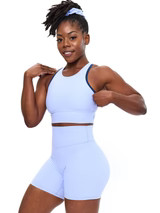 Geo Sports Bra - Rainwater Blue | Buffbunny