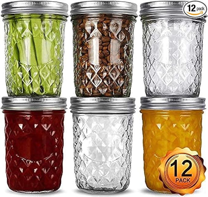 VERONES Wide Mouth Mason Jars 16oz, 12 Pack 16 oz Wide Mouth Mason Jars with Lids and Bands, Idea... | Amazon (US)