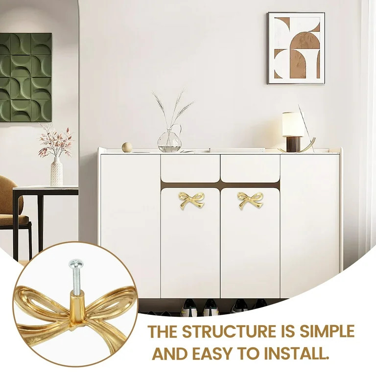 6/4Pcs Bow Drawer Knobs Solid Brass Bow Cabinet Knob Compact Bow Drawer Pulls Decorative Bow Cabi... | Walmart (US)